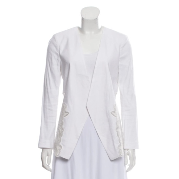 Alice + Olivia Jenice White Linen Open Blazer Sz M - Picture 2 of 11